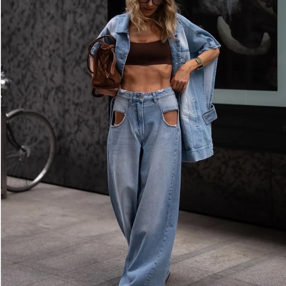 Scacto Denim Wide Fit Sleeveless Cardigan Top and matching jeans, size SMALL - Picture 2 of 13